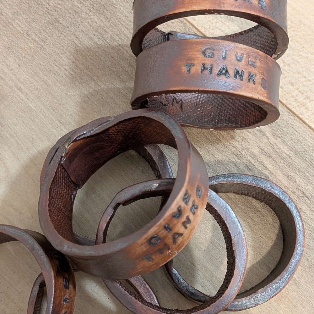 Set Of 8 Rustic Handmade Ceramic Gratitude Napkin Rings - Picture 7 of 9